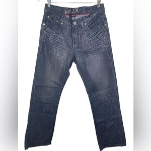 Helix Slim Boot Jeans Mens 34x32 Dark Wash Y2K Moto Zipper